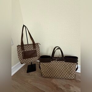 B1G1 - Gucci Canvas Tote and Shoulder Bag Set